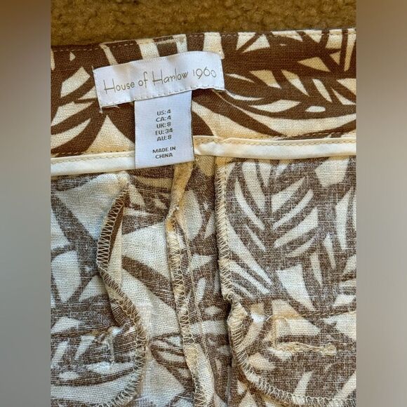 NWOT House of Harlow 1960 Linen Brown/Cream Halter Top & Wide Leg Pants Set Sz 4 - Picture 5 of 16